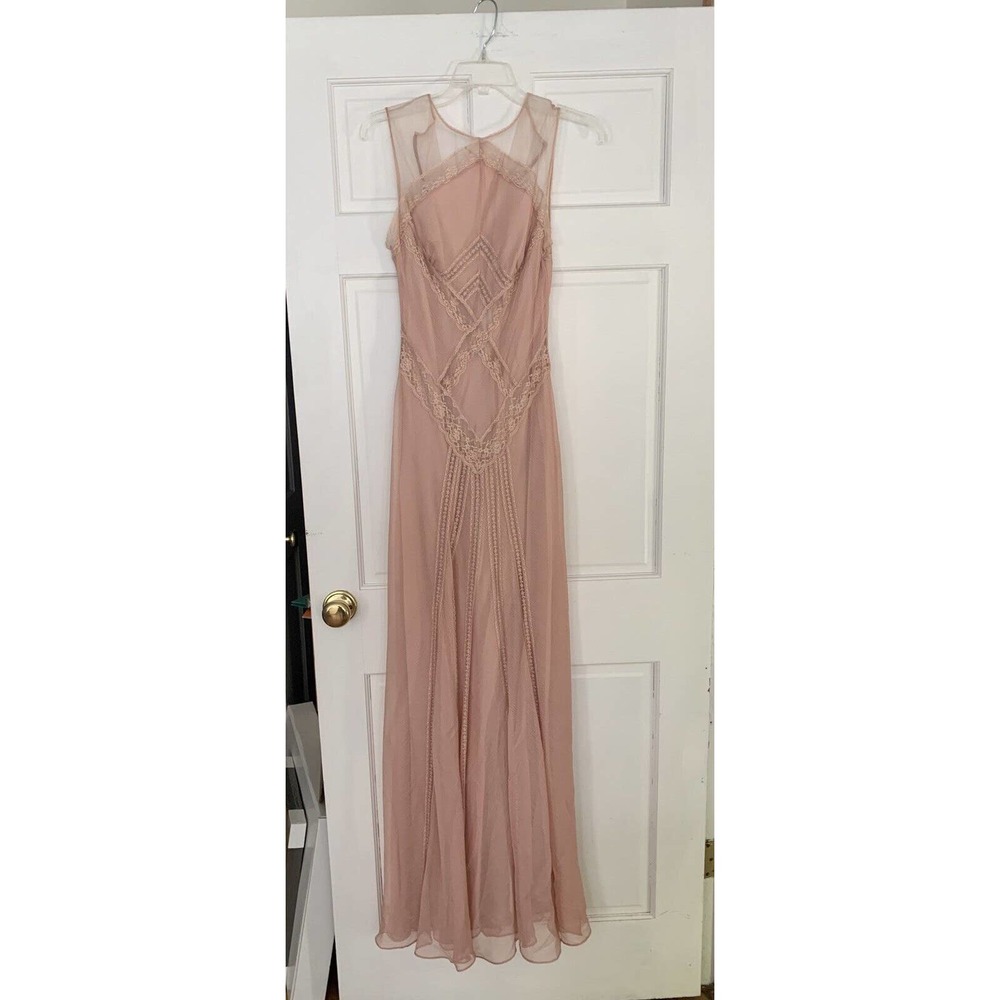 MIGNON Long Blush Pink Sleeveless Fit & Flare Bottom Dress Size 2 NEW